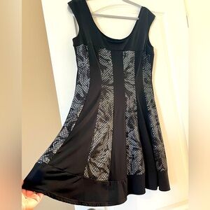 Connected Petite Black & Silver Patterned Dress Sleeveless Women’s Size 12P